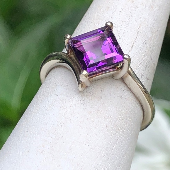 Beautiful Amethyst Ring, square step-cut, AAA grade amethyst in silver - Picture 5 of 10